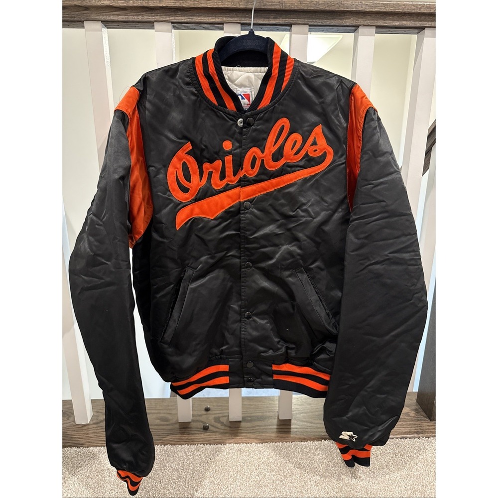 Baltimore Orioles Jacket XL Mens Starter Black Vintage Made In USA Quilted Lined